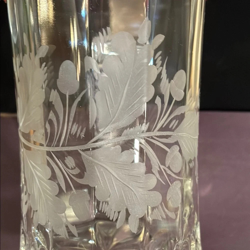 Zinn, Crystal Stein Mug with Etched Leaf Floral Pattern, West Germany